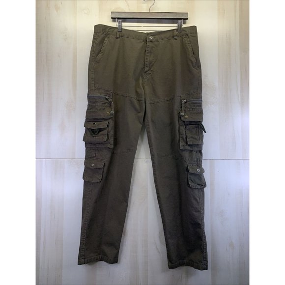 Profile Mens Cargo Brown 100% Cotton Straight Leg Tactical Pants Size 38-6936 - Picture 1 of 10